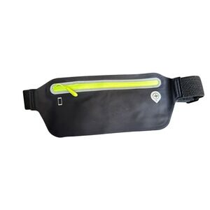 Black Running Belt Waist‎ Pack with Neon Zipper Adjustable Reflective Fitness